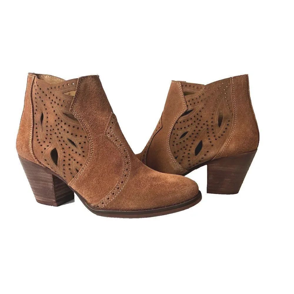 Veracruz Artisans X Anthropologie Women's Brown Suede Bootie Size EU 36 US 5.5-6